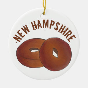 State Pride NH New Hampshire Apple Cider Donuts Julgransprydnad Keramik