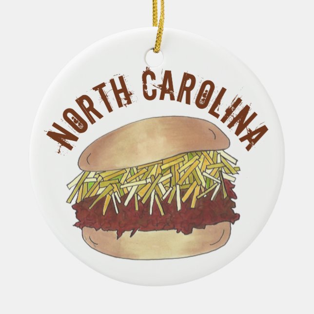State Pride North Carolina NC Pulled Gris Sandwich Julgransprydnad Keramik (Framsidan)
