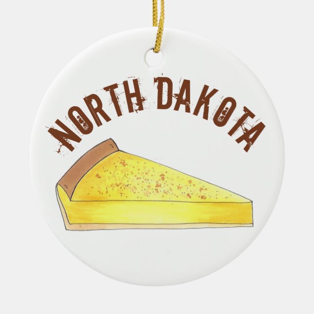 State Pride North Dakota Kuchen Cake Slice Julgransprydnad Keramik (Framsidan)