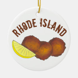 State Pride RI Rhode island Fried Clam Cakes Julgransprydnad Keramik