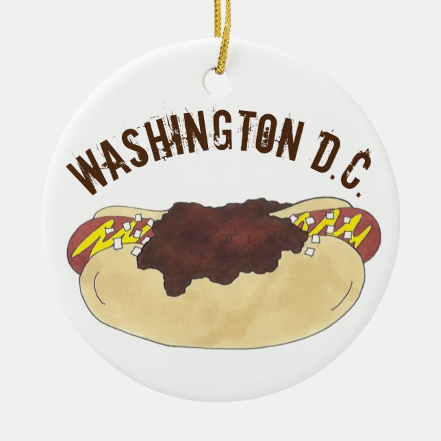 State Pride Washington DC Smoke Chili Hett Hund Julgransprydnad Keramik (Framsidan)