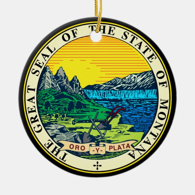State Seal of Montana (USA) Julgransprydnad Keramik (Framsidan)