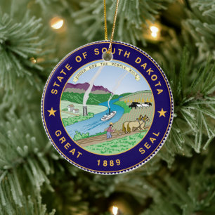 State Seal of South Dakota Julgransprydnad Keramik