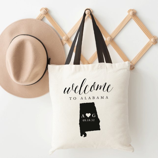 State Silhouette Bröllop Welcome Tote | Alabama Tygkasse (Skapare uppladdad)