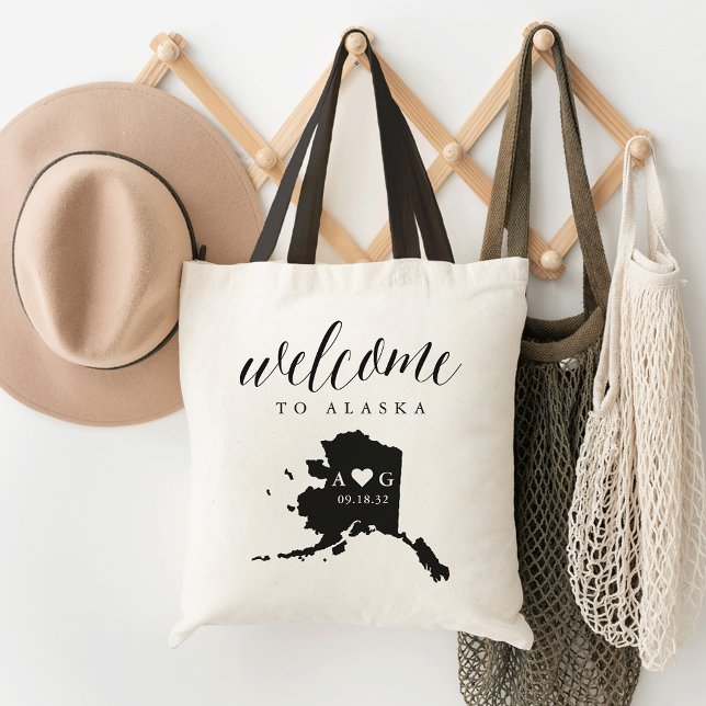 State Silhouette Bröllop Welcome Tote | Alaska Tygkasse (Skapare uppladdad)