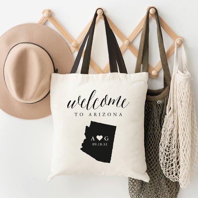 State Silhouette Bröllop Welcome Tote | Arizona Tygkasse (Skapare uppladdad)