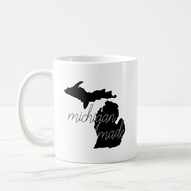 State Silhouette med Michigan Made Typography Kaffemugg (Vänster)
