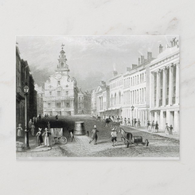 State Street, Boston, graverad av S.Lacey Vykort (Framsida)