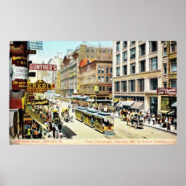 State Street, Chicago, Illinois 1905 Vintage Poster (Framsidan)