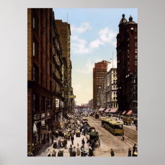State Street norr från Madison Street Chicago Poster