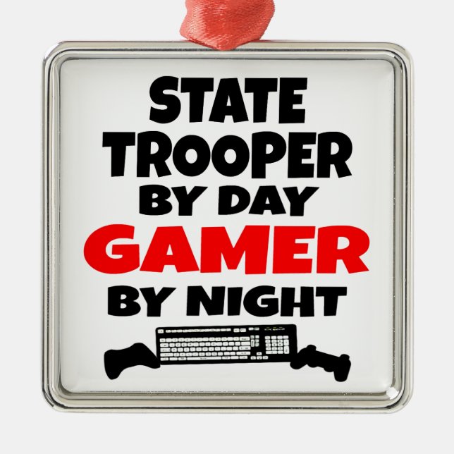 State Trooper by Day Gamer by Night Julgransprydnad Metall (Framsidan)