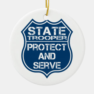 State Trooper Police Badge Protection och  Julgransprydnad Keramik