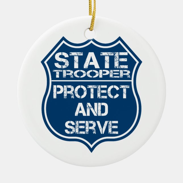 State Trooper Police Badge Protection och  Julgransprydnad Keramik (Framsidan)