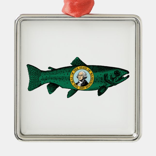 State Trout i Fish Washington Julgransprydnad Metall (Framsidan)