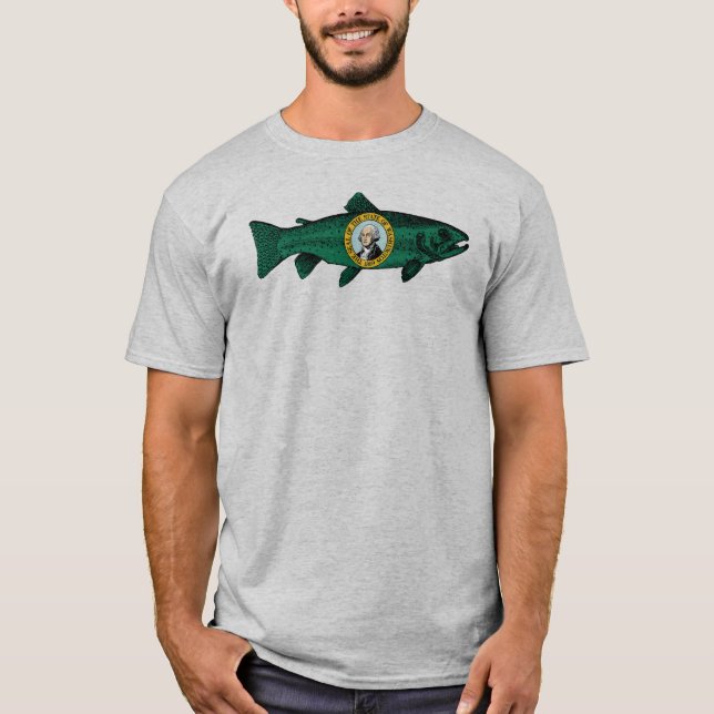 State Trout i Fish Washington T Shirt (Framsida)