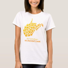 State Väster Virginia Silhouette Hearts & Hometown T Shirt