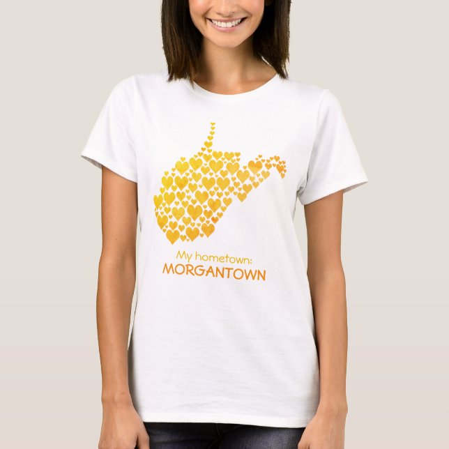 State Väster Virginia Silhouette Hearts & Hometown T Shirt (Framsida)