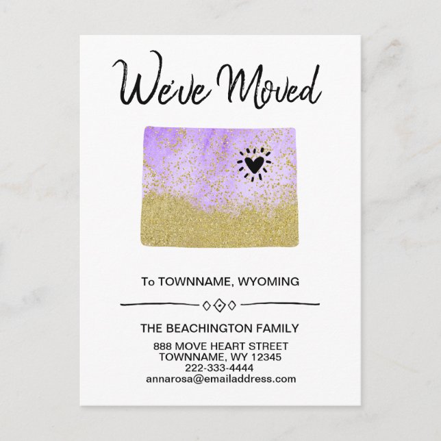 *~* STATE WYOMING - Ny adress - Flytta Meddelande Vykort (Framsida)