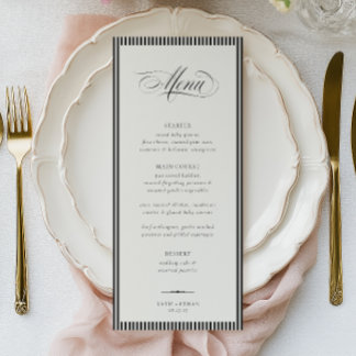 STATELY Calligraphy Stripes Wedding Meny