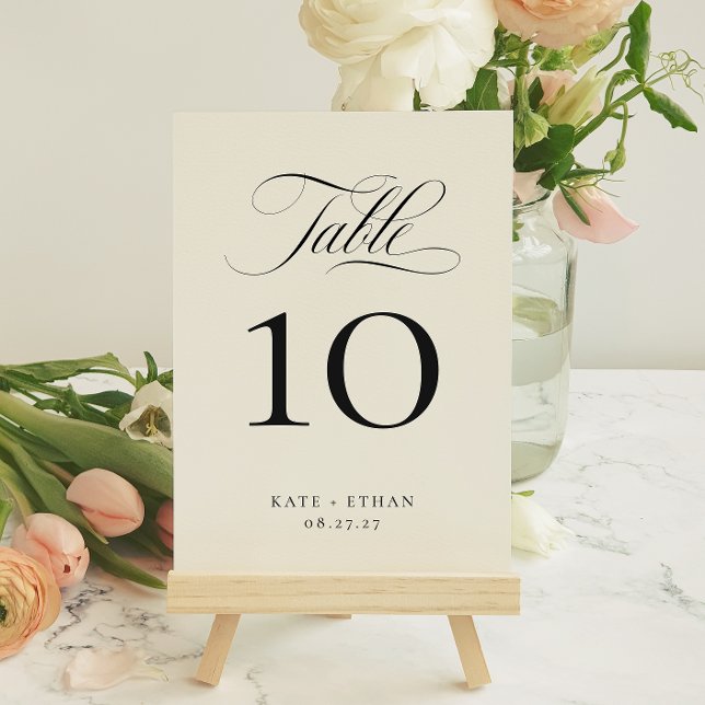 STATELY CALLIGRAPHY Table Number Card Inbjudningar (Skapare uppladdad)