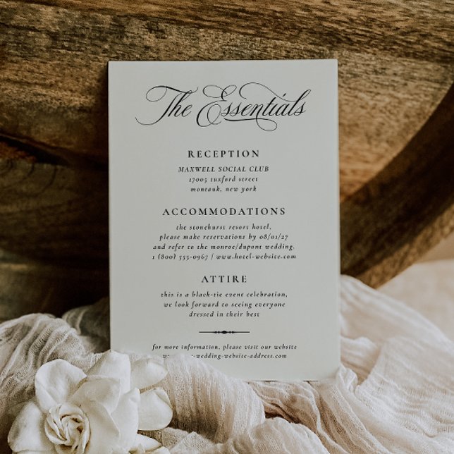 Stately Calligraphy Wedding Details Card Inbjudningar (Skapare uppladdad)