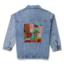 Statement Denimjacka med abstrakt konstverk