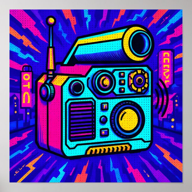 Statement Glitch City Pop Art Hem Dekor Tryck (Framsidan)