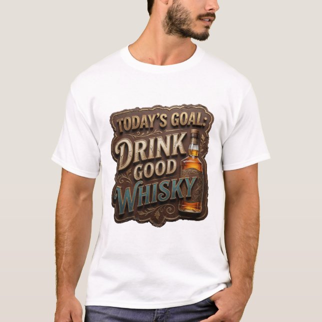 Statement Gold DRINK GOOD WHISKY Anpassad Tee (Framsida)