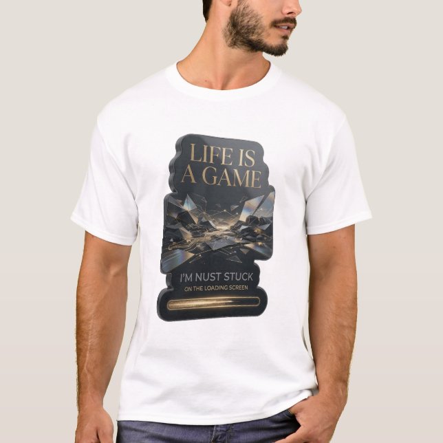 Statement Gold LIFE IS A GAME Grafisk T-shirt (Framsida)