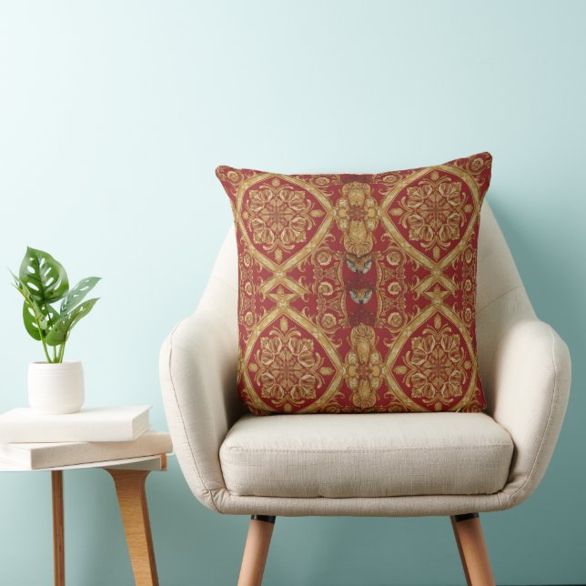 Statement Golden Red Ornate Kudd 4 Vardagsrum Kudde (Stol)