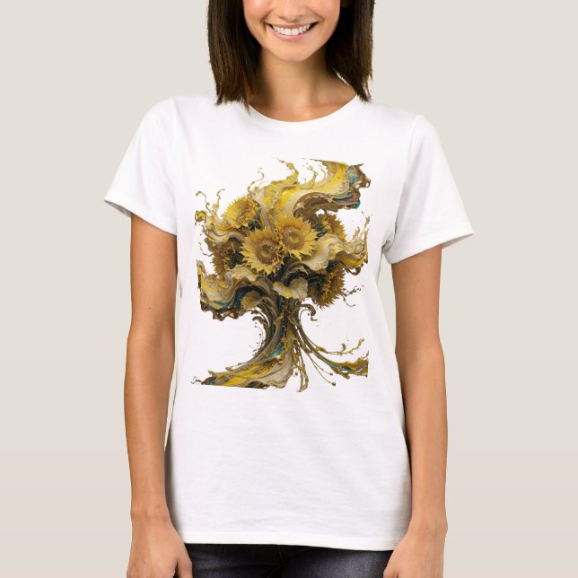Statement Guld ABSTRAKT KONST Konsttryck T Shirt (Framsida)
