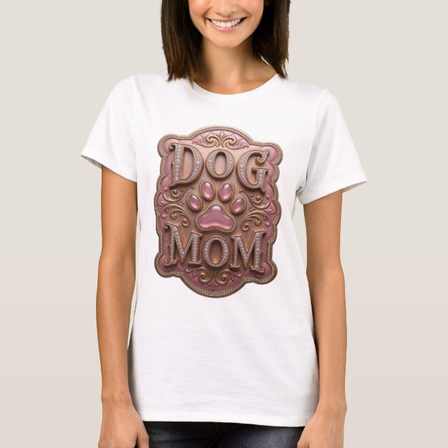 Statement Guld DOG MOM Statement Design T Shirt (Framsida)