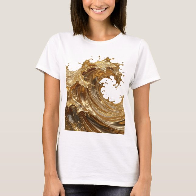 Statement Guld GYLLENE VÄTSKESPLASHAR Textdesign T Shirt (Framsida)