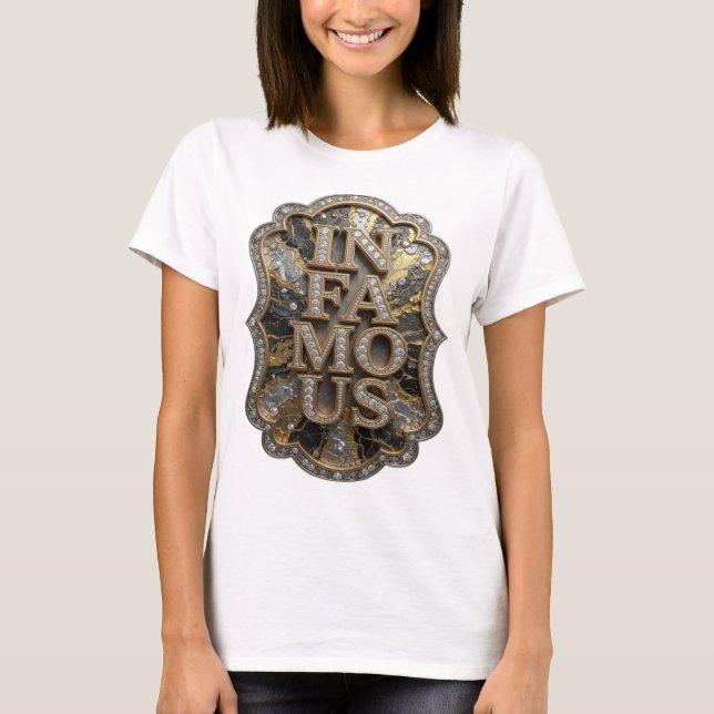 Statement Guld IN FAMOUS Grafisk Design T Shirt (Framsida)