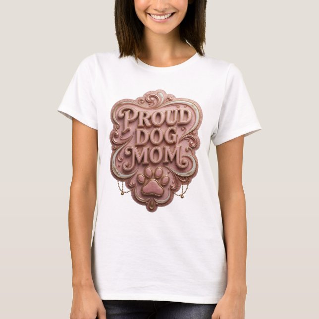 Statement Guld STOLT HUND MAMMA Grafisk Design T Shirt (Framsida)