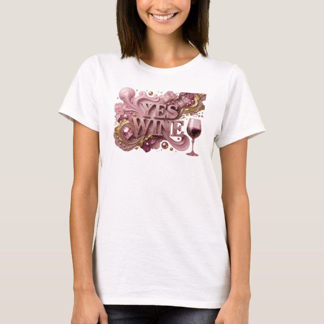 Statement Röd JA VIN Textdesign T Shirt (Framsida)