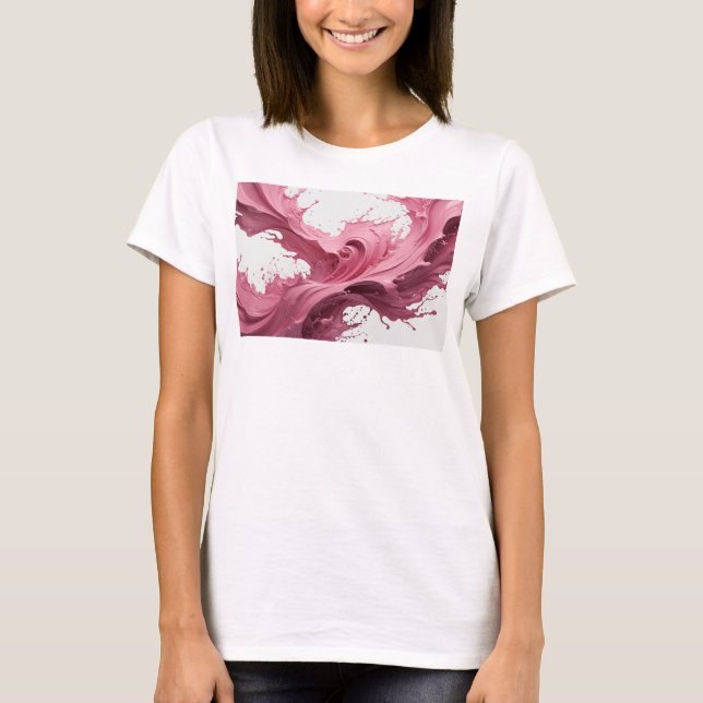 Statement Rosa ABSTRAKT KONST Modeutskrift T Shirt (Framsida)