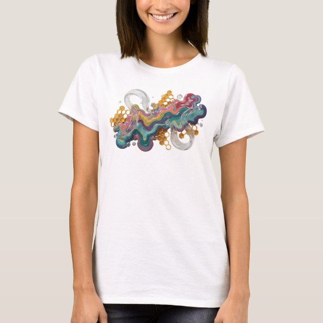Statement Rosa FÄRGRIK ABSTRAKT KONST T-Shirt Desi (Framsida)
