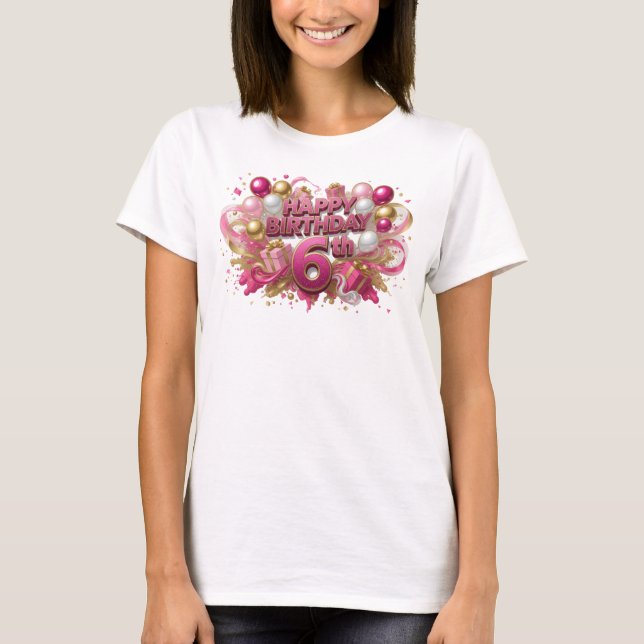 Statement Rosa FÖDELSEDAG 6-ÅRIG T-Shirt Design (Framsida)