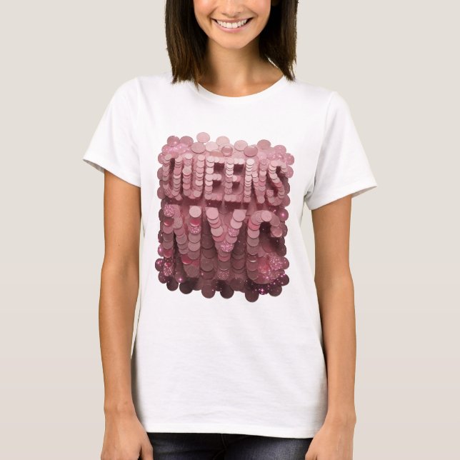 Statement Rosa QUEENS NYC slogan design T Shirt (Framsida)