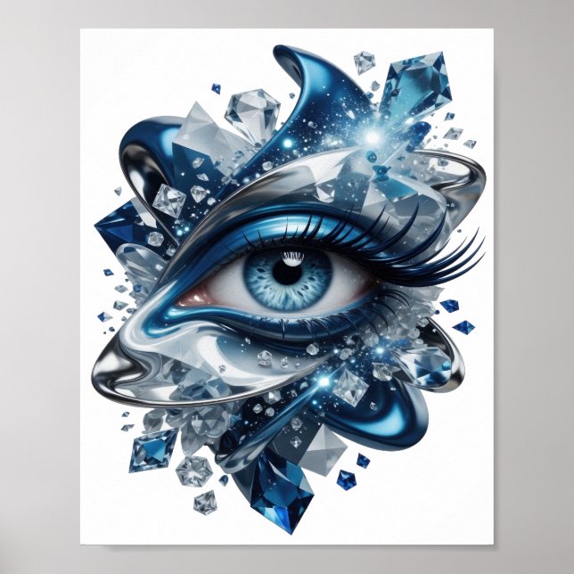 Statement Silver ABSTRAKT KONST Konsttryck Poster (Framsidan)