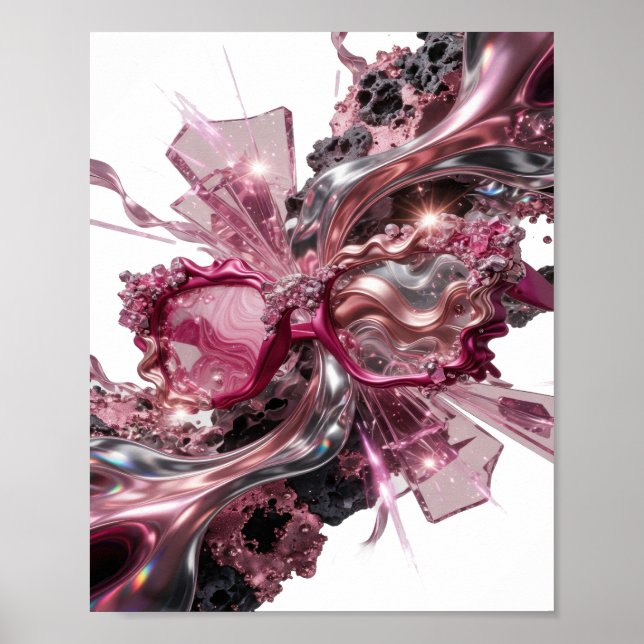 Statement Silver ABSTRAKT KONST Konsttryck v2 Poster (Framsidan)