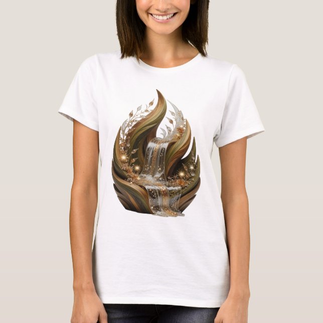 Statement Silver ABSTRAKT KONST Modeutskrift T Shirt (Framsida)
