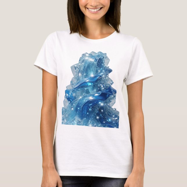 Statement Silver BLÅ ISVÅG 3D Text Konst T Shirt (Framsida)