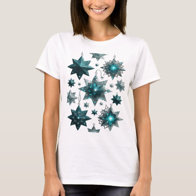 Statement Silver BLUE STAR ORNAMENTS Anpassad Tee (Framsida)