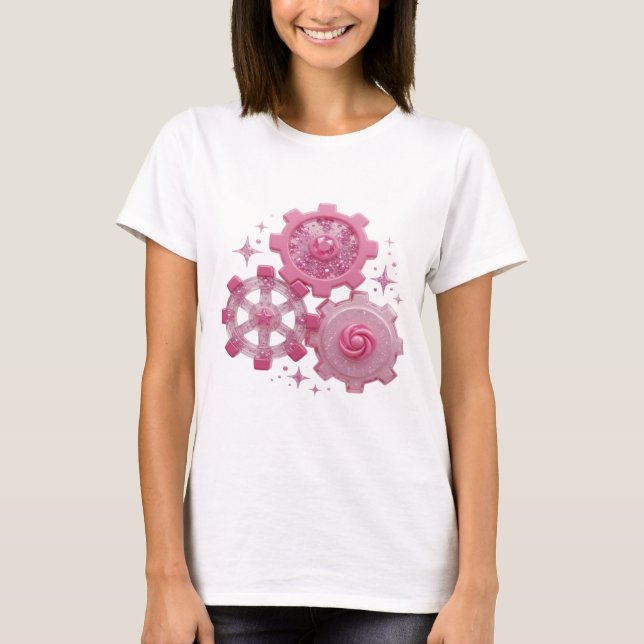 Statement Silver GEARS OCH STARS Tröjdesign T Shirt (Framsida)