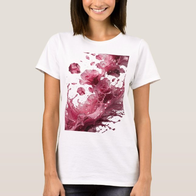 Statement Silver VATTENFALLANDE ROSOR Grafisk T-sh T Shirt (Framsida)