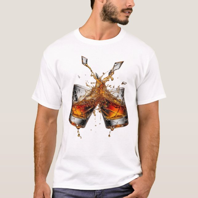 Statement Silver WHISKY SPLASH Slogan T-shirt (Framsida)