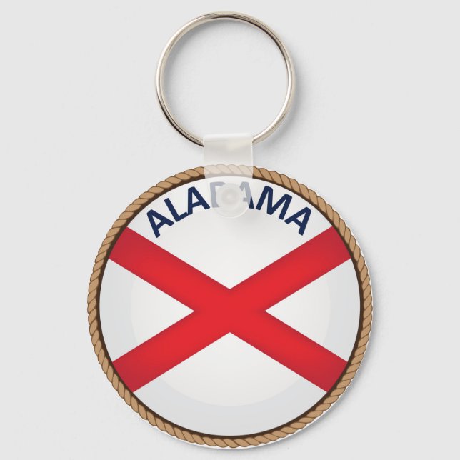 Staten Alabama Flagga Seal Keychain Nyckelring (Framsida)