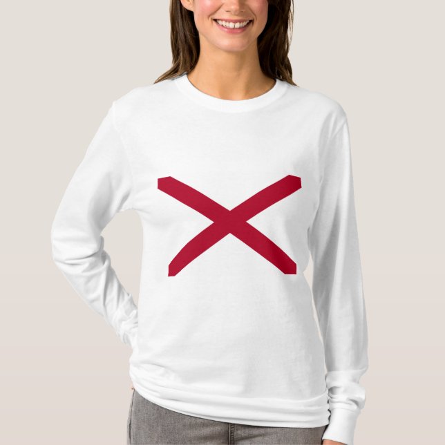 Staten Alabama Flagga T Shirt (Framsida)